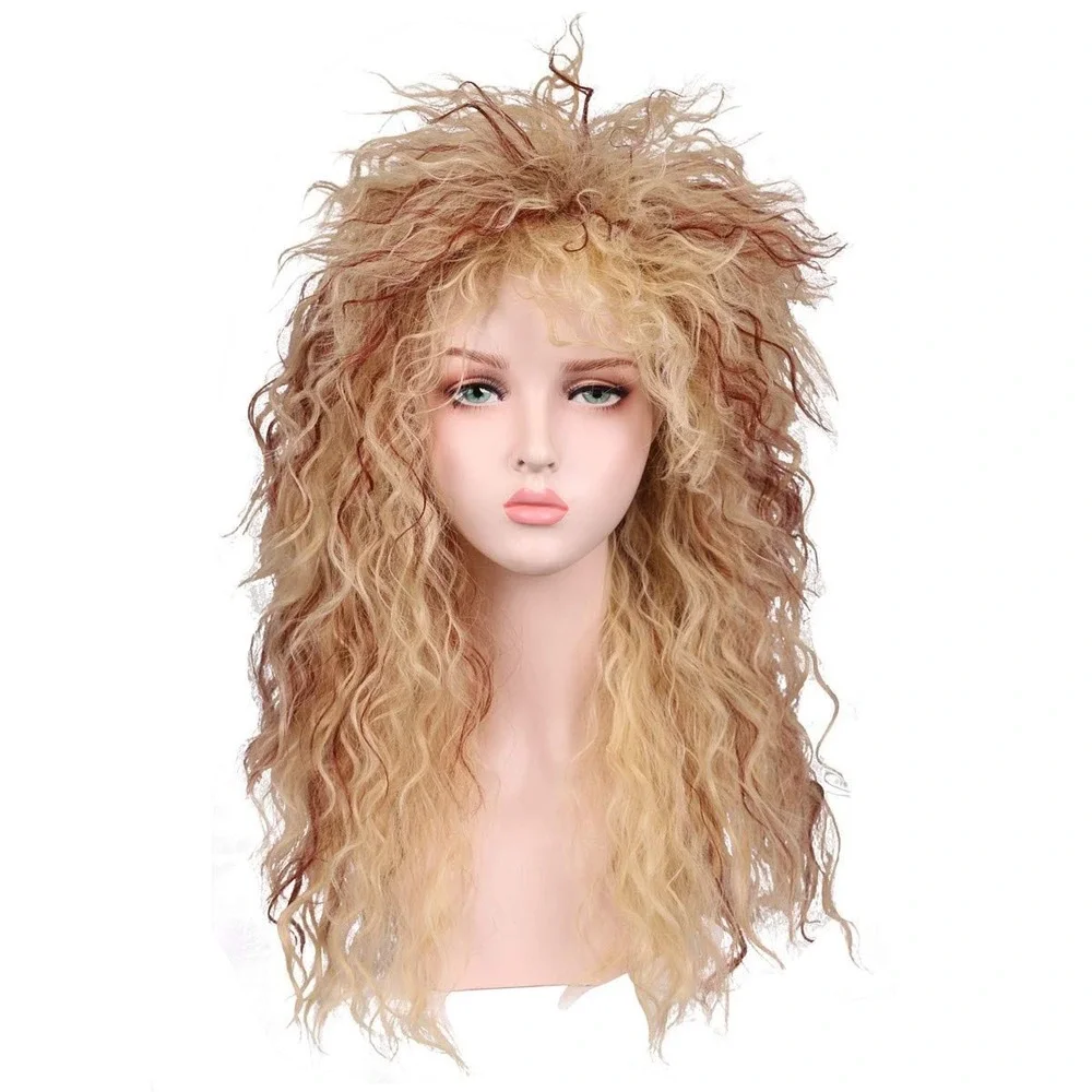 NWT FantaLook Women's Long Curly 80s Blonde Reddish Brown Cosplay Wig